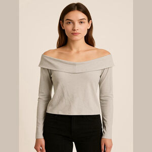 Forever 21 Off Shoulder Top - Women's 2X - Grey Knit